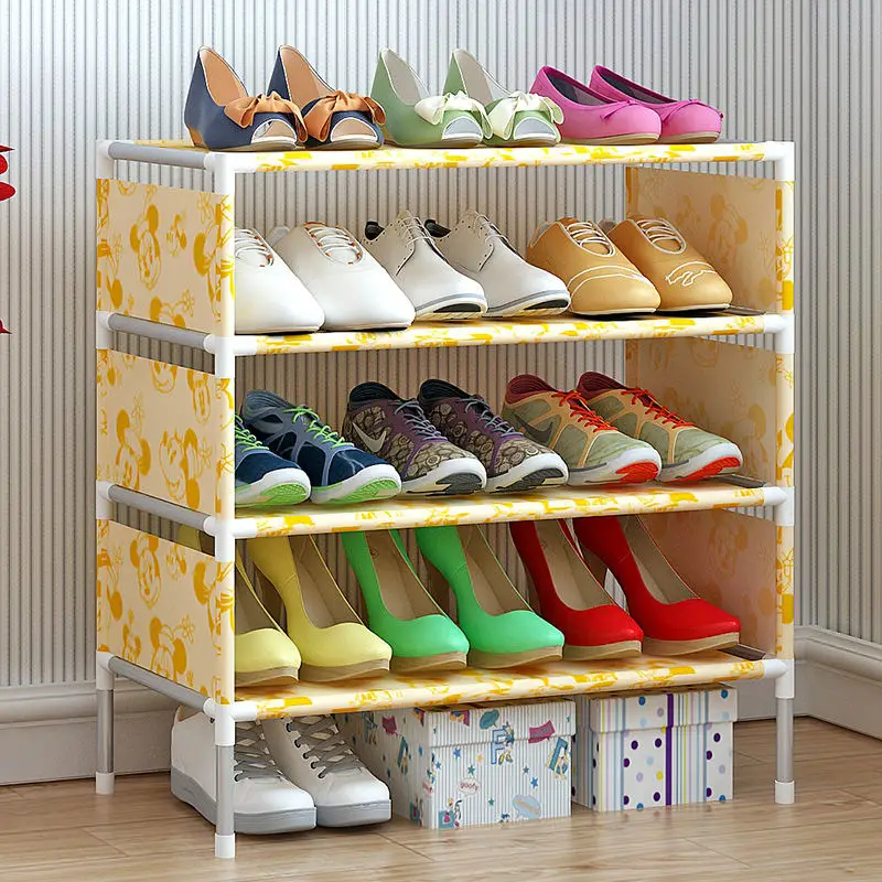 4 Tier Non-Woven Simple Shoe Rack Simple Assembly DIY Combination creative shoe rack easy receive shoe rack non woven