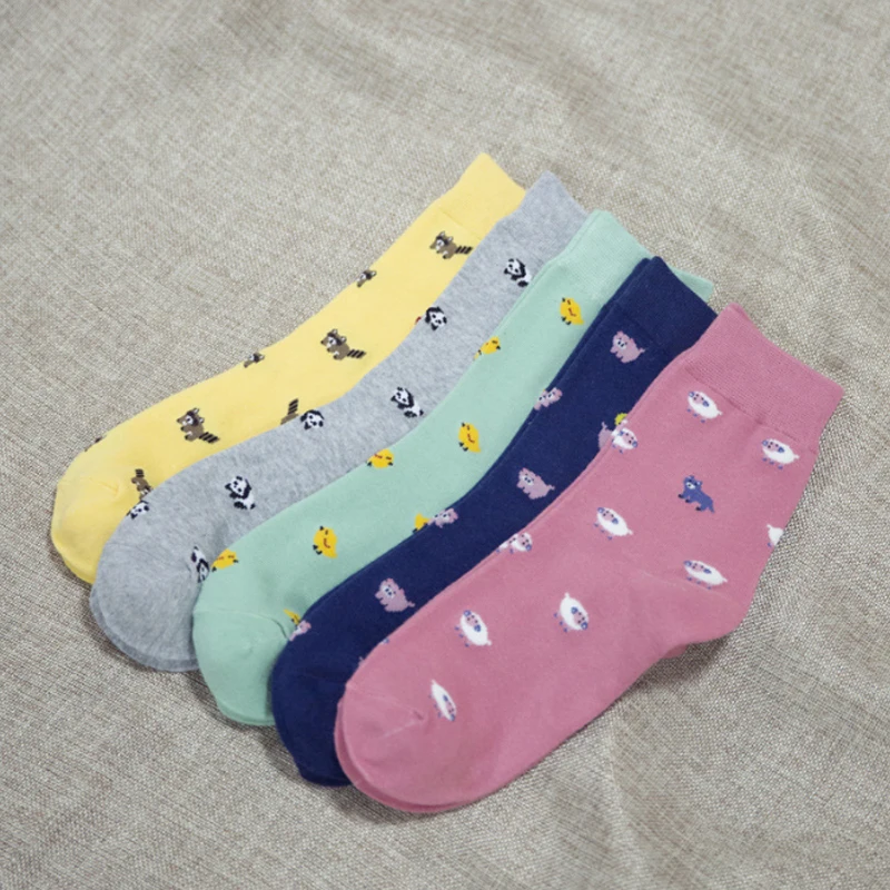 1 пара Модные женские мультфильм маленький животный узор Носки Harajuku удобные для милых девочек хлопок носки-тапочки для женщин