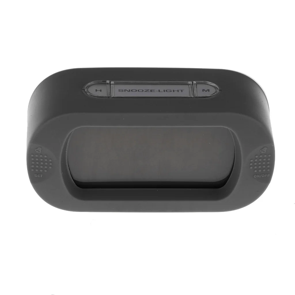 Electronic Snooze Digital LCD Large Screen Silicone Desktop Home Travel Alarm Clock Progressively Louder Wake Alarm Clock Black