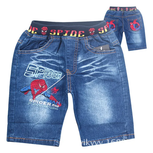 

2019 New children's cartoon jeans Spiderman Pure cotton casual shorts for boys and girls pikachu Casual Cowboy short jeans