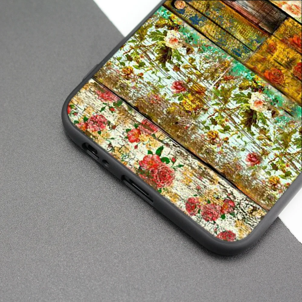 Silicone TPU Case for Samsung Galaxy J4 J6 A6 A8 Plus A7 A9 J8 2018 A5 2017 Soft Cover Shell Floor wooden timber Wood And Flower