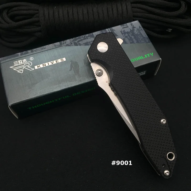 Sanrenmu 9001 12C27 лезвие G10 ручка складной нож открытый мульти инструменты карманные EDC ножи подарок фирменный дизайн инструмент выживания - Цвет: Черный