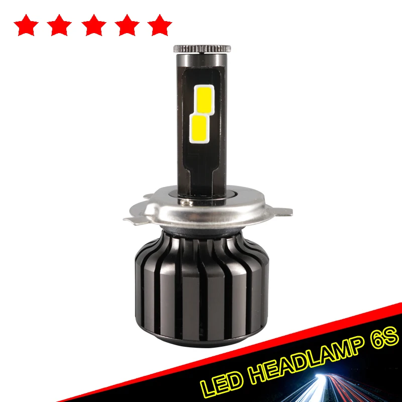Super Bright 2Pcs H4 6S LED Car Light Source Automobile Headlamp Bulbs 60W 5000Lm High Low Beam