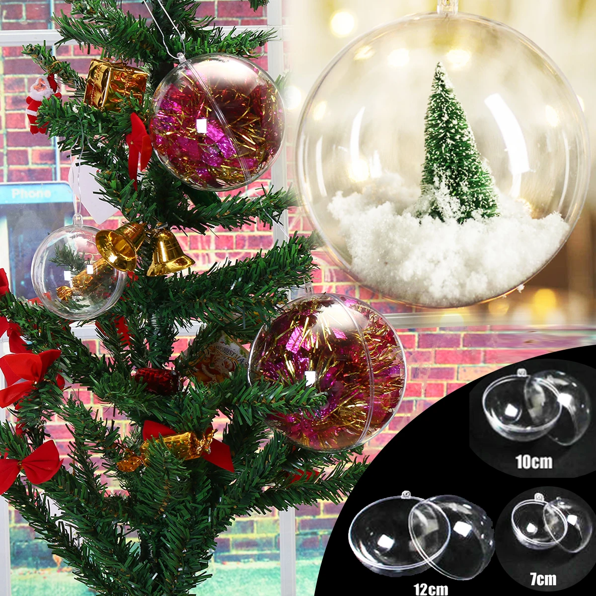 10x5/7/10/12/15 cm decoraciones de Navidad bola transparente puede abrir plástico Navidad regalo de adorno claro presente Año Nuevo 10x5/7/10/12/15 cm decoraciones de Navidad bola transparente puede abrir plástico Navidad regalo de adorno claro presente Año Nuevo