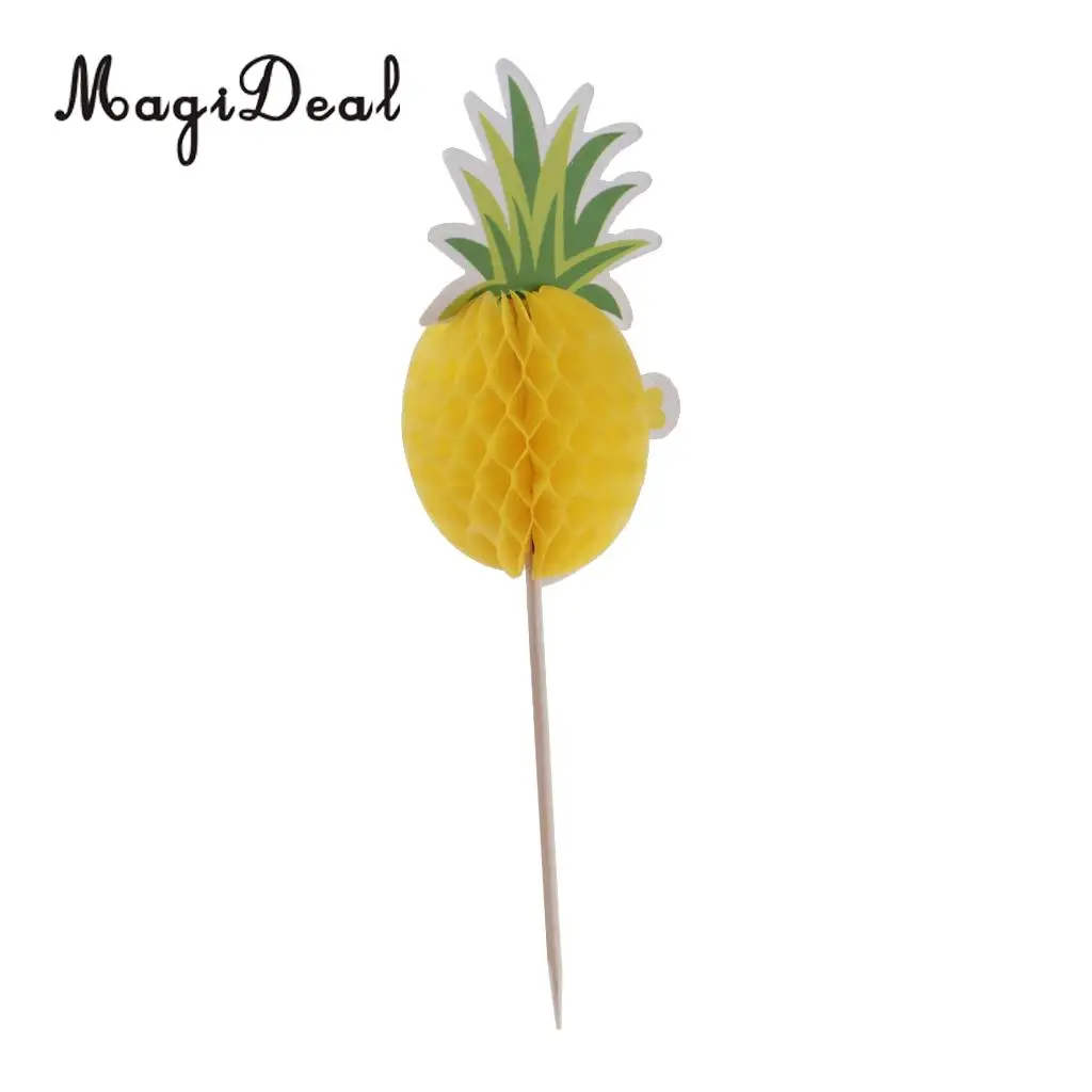 12 Pack Pineapple Cupcake Party Cake Toppers-Cake Decoration For Luau Hawaii Birthday