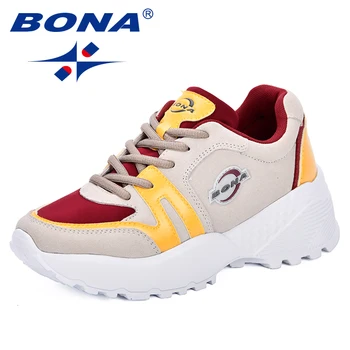 

BONA Women Platform Shoes Popular Female Sneakers Casual Shoes 2018 Fashion Microfiber Shoes Woman Increased Shoes Trendy Design