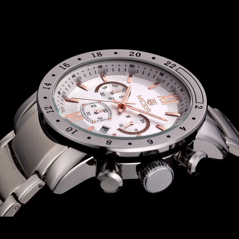 

Megir Watch Men Fashion Sport Quartz Clock Mens Watches Top Brand Luxury Full Steel Business Waterproof Watch Relogio Masculino