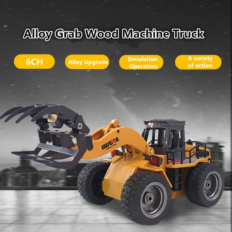 Goede New Kids Grote Afstandsbediening Truck Model Speelgoed 2.4g 6CH RC Legering Techniek Grab Houten Machine Truck Timber Grab voor Jongen als Geschenk