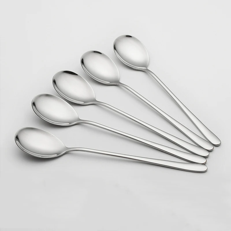 5pcs 8"304 Korean Coffee Teaspoon Long Handle Dinner Spoons Stainless