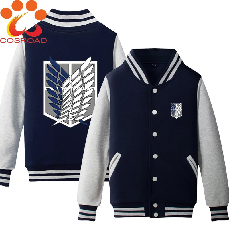 

Cosroad Attack on Titan Baseball Jacket Scout Legion Sweatshirt Cosplay Costumes Men Women Casual Streetwear Coats