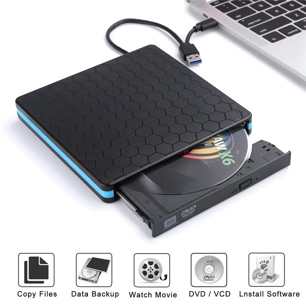 

USB 3.0 Type-c CD DVD Burner 2 in1 Ultra-thin External Mobile Optical Drive Notebook DVD-RW DVD/CD for MacBook Laptop Desktop