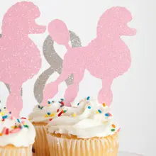 Блеск пользовательские собака породы Пудель кекс топперы Свадебные домашних животных дни рождения Baby Shower партии лечить пищевой выбирает аксессуары для фотосессии