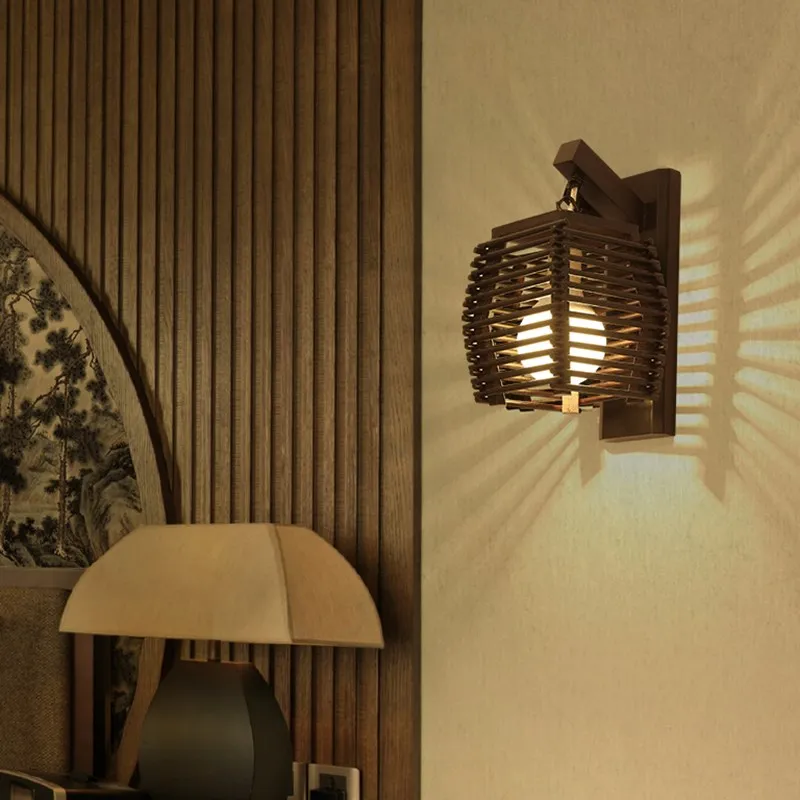 Креативный винтажный китайский бамбуковый настенный светильник E27 настенный светильник для коридора отеля ktichen dinging для ресторана кафе светильник