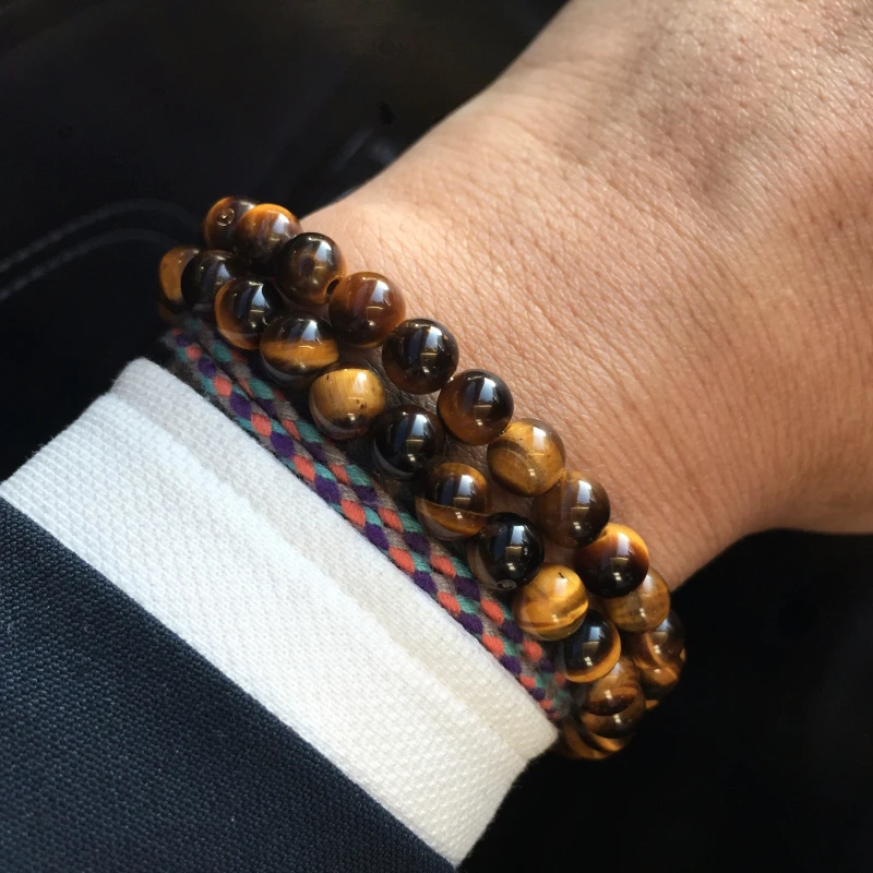 

Mcllroy stone bracelet/tiger eye/natural/beads bracelets for women men Double layer handmade customized jewelry pulseras hombre