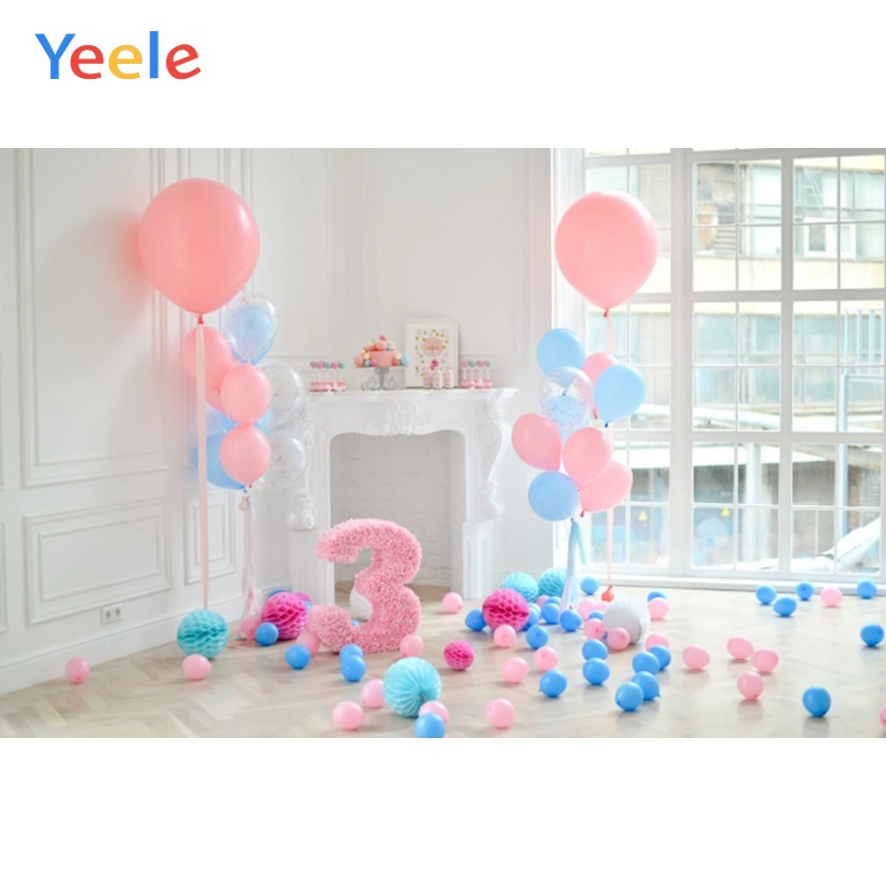 

Yeele Baby 3rd Birthday Colorful Balloons Girl Photography Background Princess Party Photographic Backdrop For Photo Studio