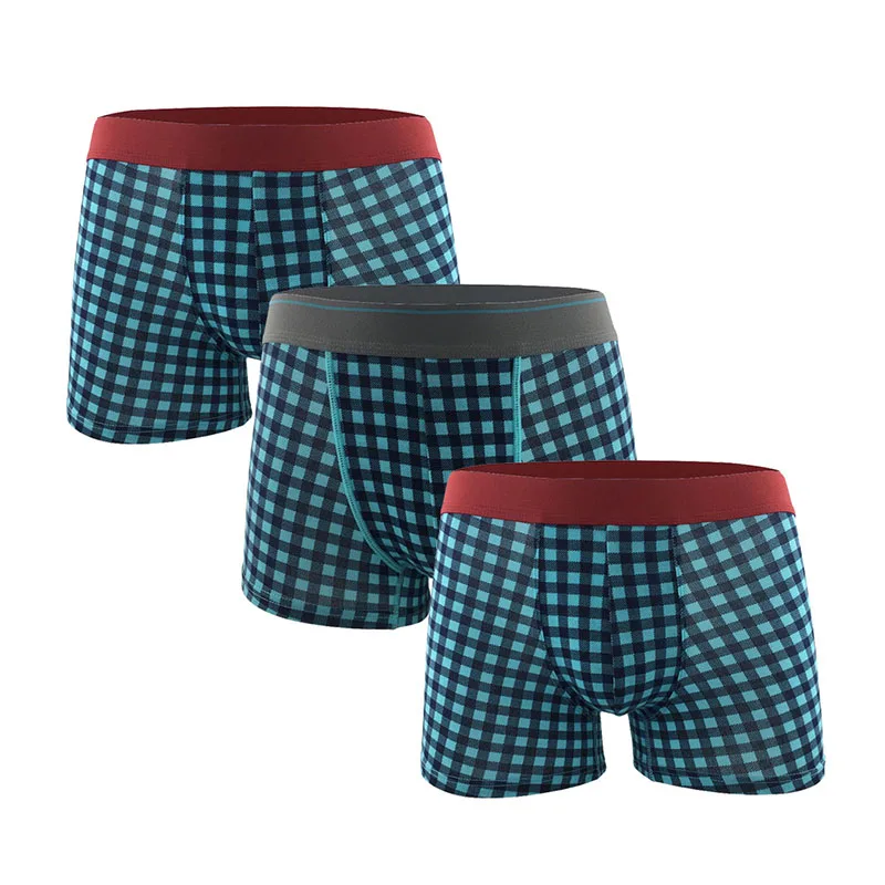 Premium Comfort Cotton Boxershorts Men Underwear Sexy Plaid Underpants homme marca boxer calzoncillos soft cueca masculina - Цвет: Многоцветный