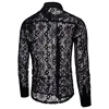 Luxury Floral Embroidery Lace Shirt Men 2022 Brand New Transparent Sexy Dress Shirts Mens See Trough Club Party Black Shirt Male ► Photo 2/6