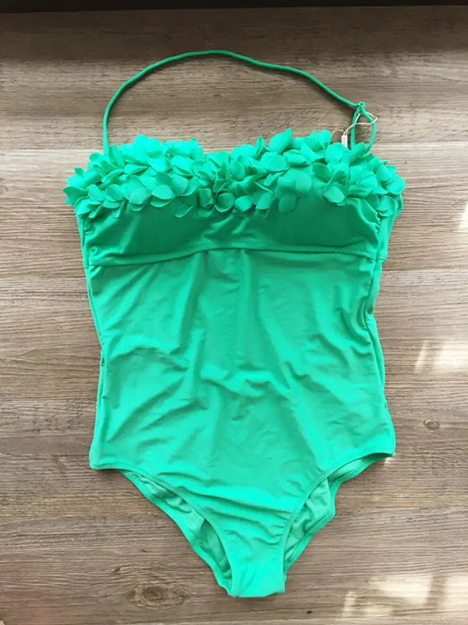 Сплошной цветочный пуш-ап размера плюс купальник женский купальник bahting Suit цельный купальник женский Монокини maillot de bain 52 - Цвет: green