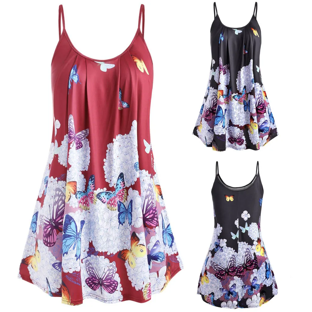 

Vest Tank Top T-shirt Women Cotton Plus Size Summer Tee Shirt Femme Pullover Fashion Sleeveless Butterfly Printed O-Neck Casual