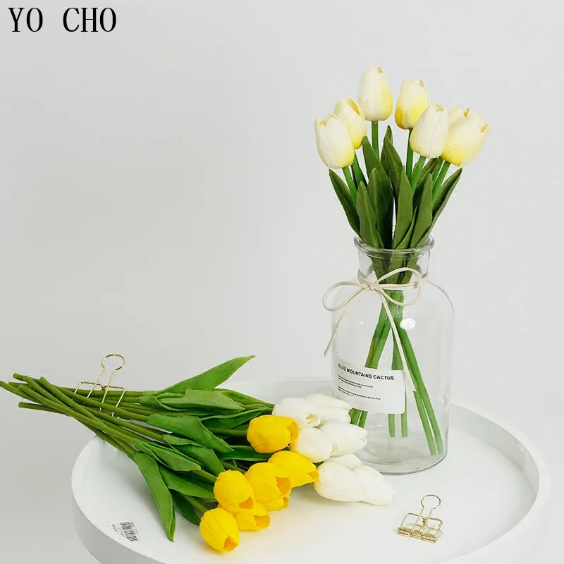 YO CHO 10 шт. бесплатная доставка искусственные мини тюльпаны полиуретан с эффектом