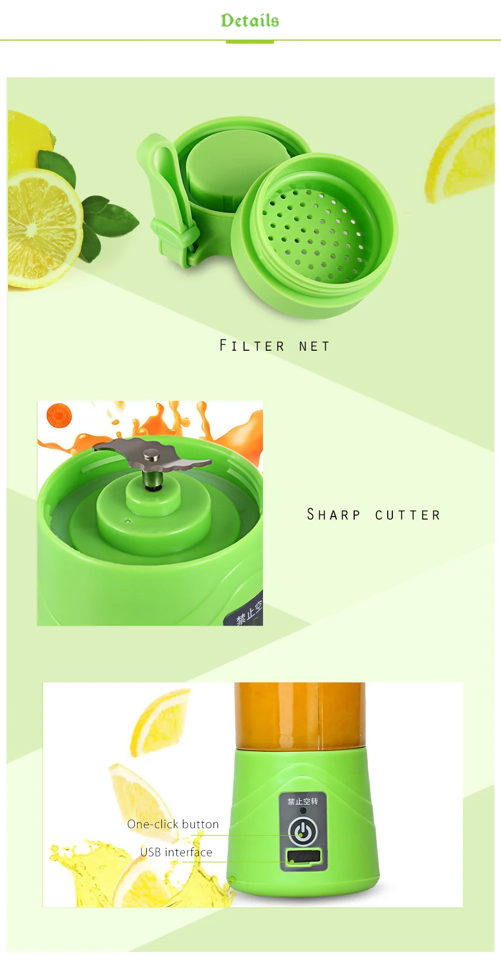 Электрическая соковыжималка для фруктов, овощей, цитрусовых, ручной блендер, Портативная USB перезаряжаемая соковыжималка, бутылка для воды, посуда для напитков
