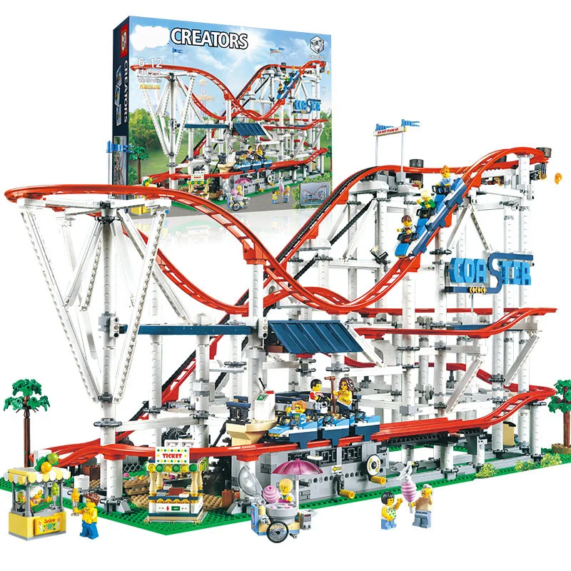 

SLPF Children Educational Toys Space Roller Coaster Playground Large Building Blocks Brick Building Model Compatible Legoing I08