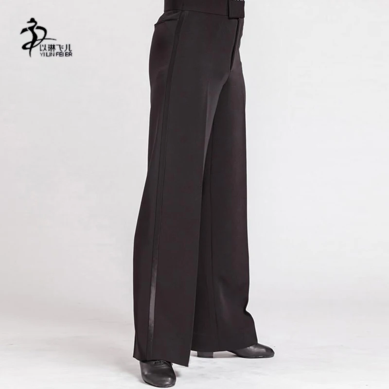 

Black Color Latin Ballroom Dance Pants Men Latin Ballroom Competition Costumes Adults Samba Salsa Rumba Dance Trousers Pants