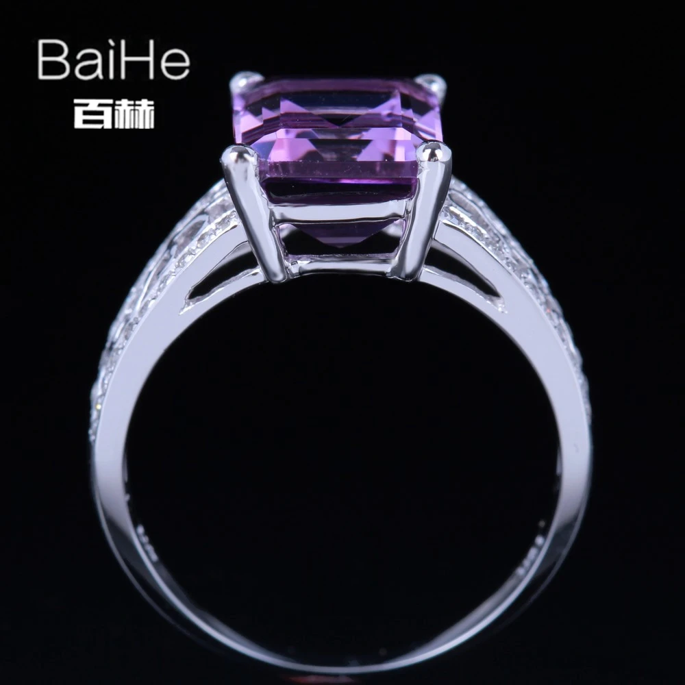 Женское кольцо с аметистом BAIHE Настоящее серебро 925 пробы 3.24CT сертифицированное