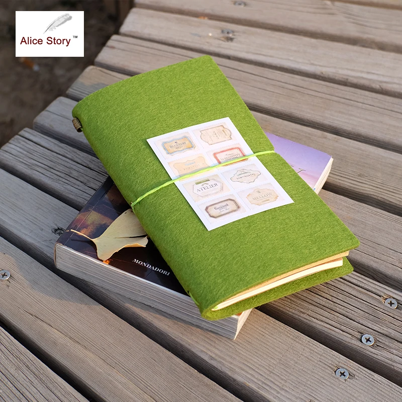 Felt Fabric Traveler's Notebook DIY Replaceable Inserts Diary L/M Size Fabric Travel Diary Notebook Office School Supplies