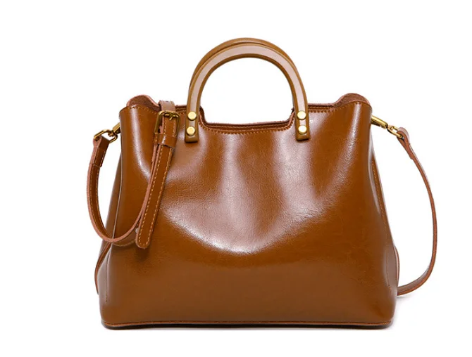 

New Fashion Retro Female Messenger Shoulder Bag Genuine Leather Large Capacity Woman Bucket Bag High Quality Ladies HandbagL184