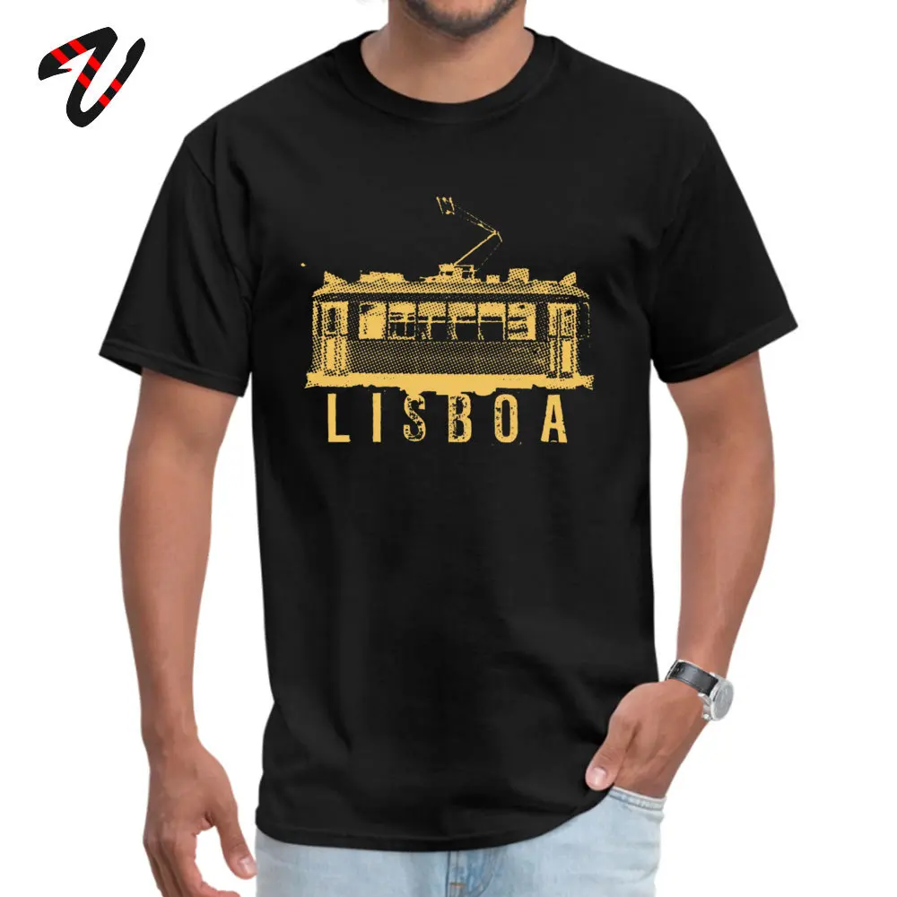 Retro Men Top T-shirts Lisboa yellow Design Tops Shirts 100% Cotton Short Sleeve Normal Top T-shirts O Neck Wholesale Lisboa yellow -18684 black