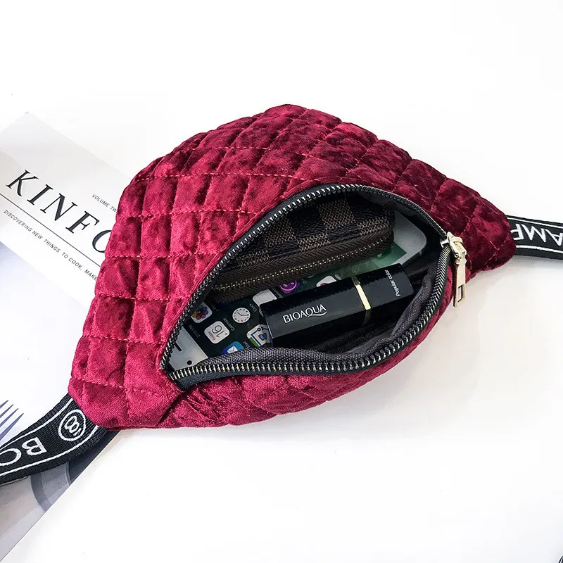 Winter Sports Fashion Solid Velour Waist Pack Women Pillow Belt Waist Bag Pouch Zipper Multi-color Ladies Fanny Pack 5 Colors