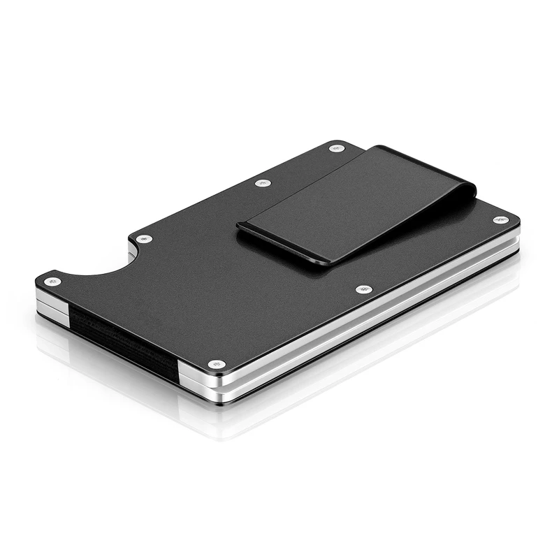 EDC Metal Money Clip Ultra-thin Outdoor Portable Multi-function High Capacity Card Clip Pocket Unisex's Folder Wallet Tool Black