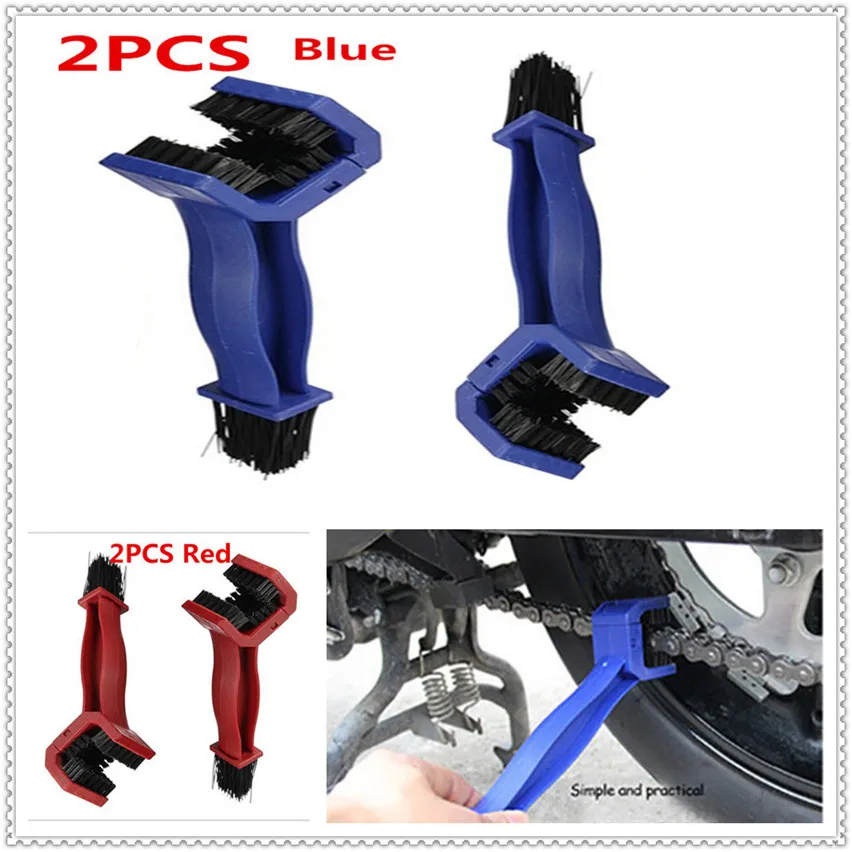 

2pcs Scrubber Motorcycle blue bike set kit Gear Chain Brush Cleaner Tool For SUZUKI HAYABUSA GSXR1300 SV1000 S TL1000 R S