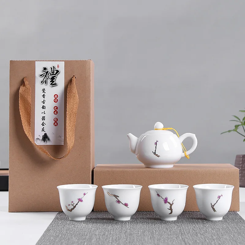 Изысканный керамический чайный сервиз с ручной росписью, китайский чайный сервиз, чайная чашка кунг-фу, дорожный чайный горшок, китайский фарфоровый чайный сервиз, посуда для напитков