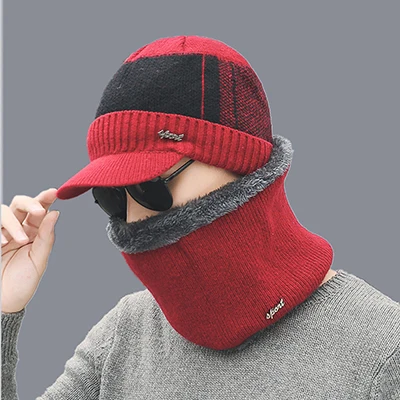 Зимняя шапка Skullies Beanies, зимние шапки бини для мужчин и женщин, шерстяной шарф, шапки, Балаклава, маска, шапка, вязаная шапка - Цвет: 4