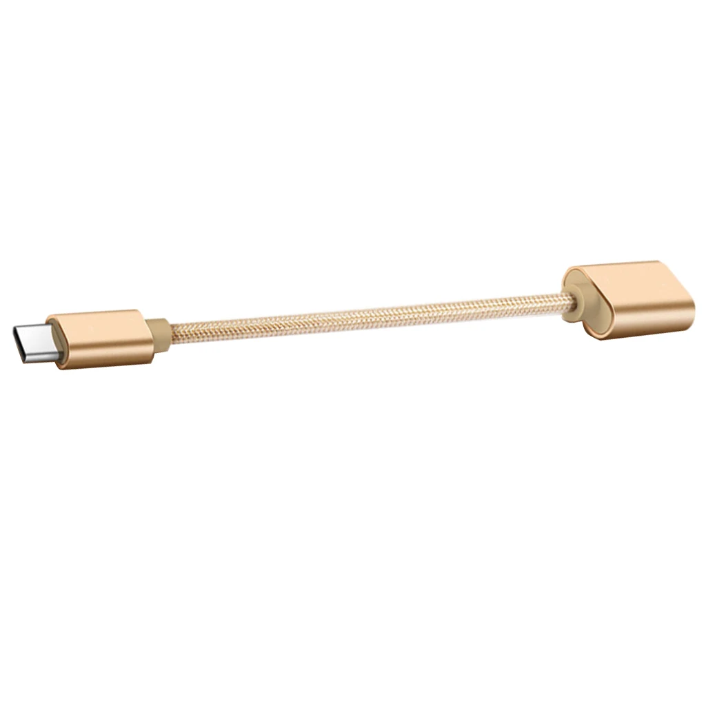 Nylon Braided Type-C Male to USB 2.0 Type-A Female Adapter OTG Host Cable Charger Data Sync Cord 15cm