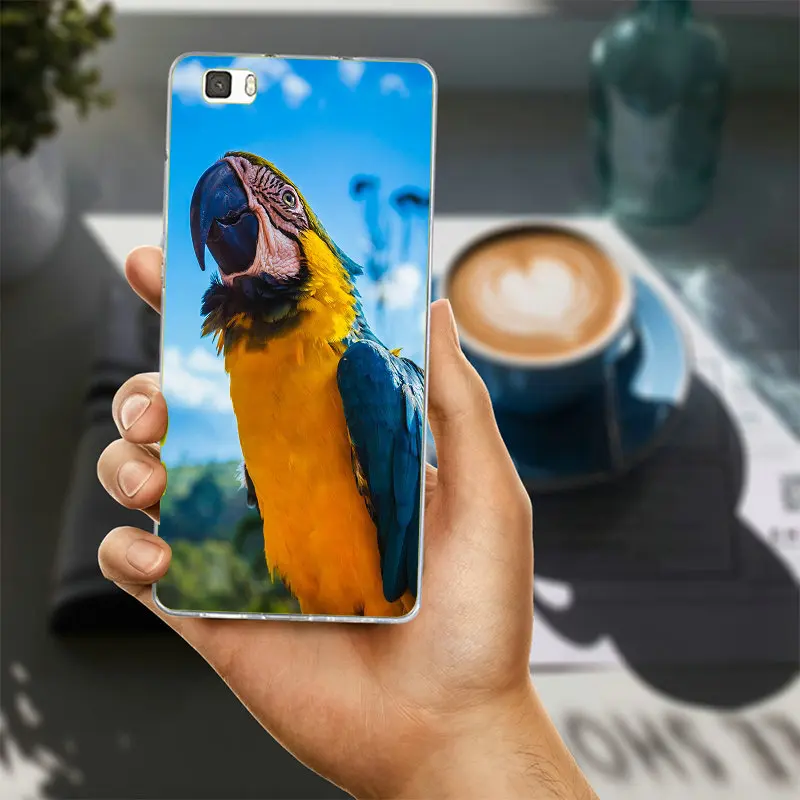 Попугай Ара птица Акварель мягкий чехол для телефона Huawei P8 P9 P10 P20 Lite Коврики 10 Pro Y5