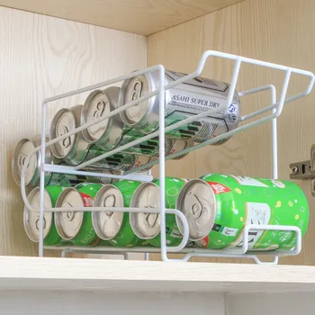 

28x18x14cm 1pc Storage Kitchen Organizer refrigerator Double Cans Storage Rack Rack Kitchen Desktop Rack Food Container Storage