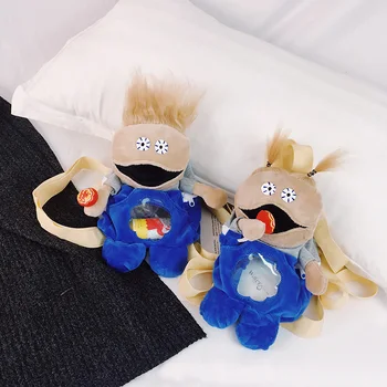 

1pc 25cm cartoon funny scarecrow boy plush messenger bag travel decoration phone bag stuffed toy girl lady gift