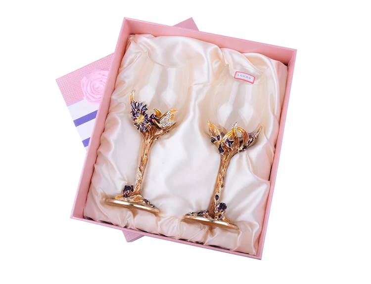 Европейский кристалл эмаль цвет Вино Шампанское Кубок креативный высококачественный свадебный подарочный набор стакан четыре стиля на выбор стеклянная чашка