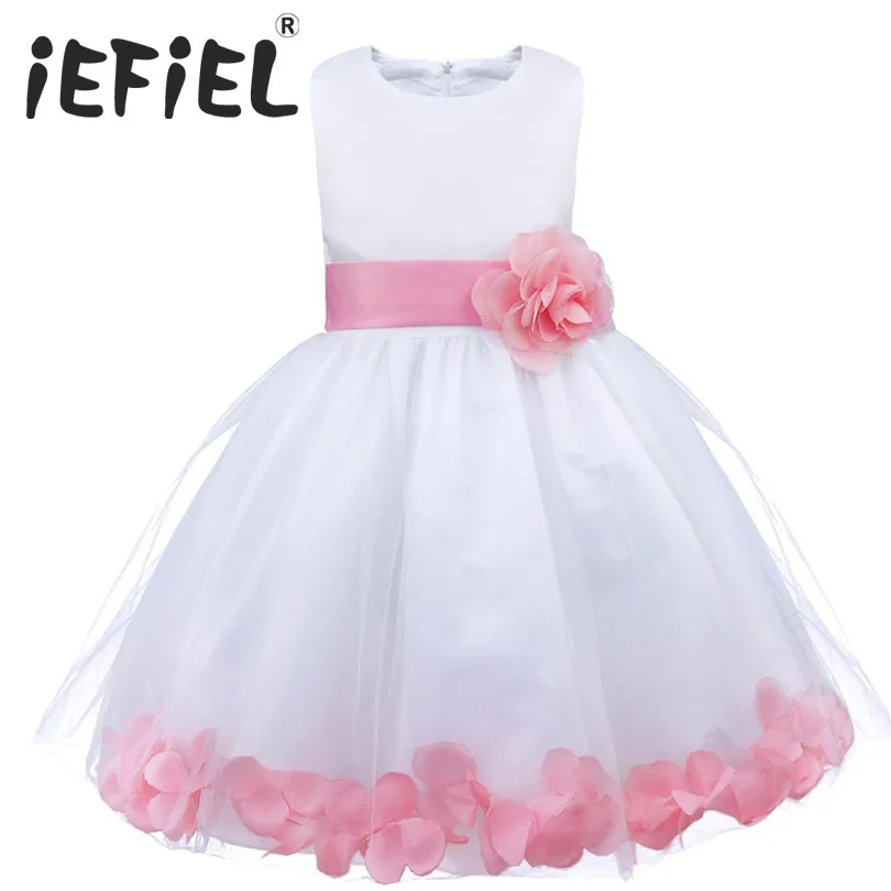 Лидер продаж; детское платье с лепестками цветов для маленьких девочек; детское платье принцессы; свадебные вечерние платья из тюля для девочек-подростков