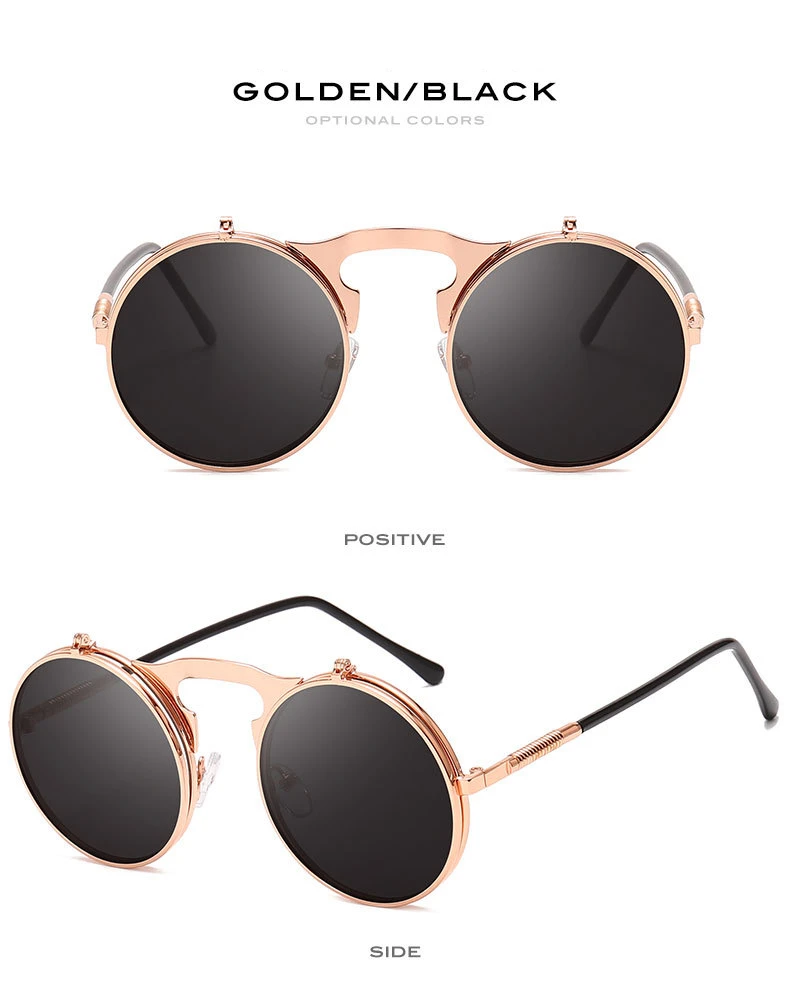 Солнцезащитные очки в стиле ретро, стимпанк, мужские и женские брендовые дизайнерские черные готические панк Круглые Солнцезащитные очки для мужчин, винтажные UV400