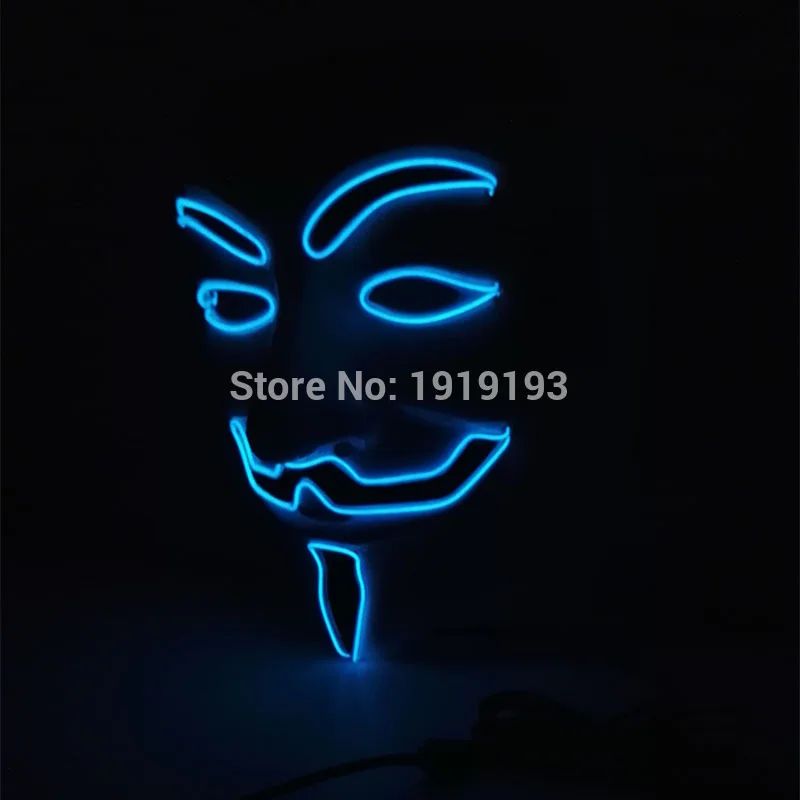 20 узор светодиодный маска мигающий на проводе Новинка неоновое освещение свет дизайн на первое апреля день украшения - Цвет: Blue 1