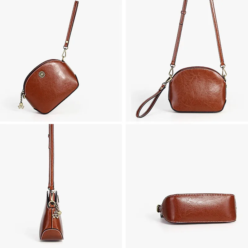 Sacs Zency En Mode Mini bourgogne Simple Messenger Main coffee Noir brown Véritable Forme Brun Bandoulière Élégant Sac À Femmes Coquillage 100 Cuir f6wfqSC