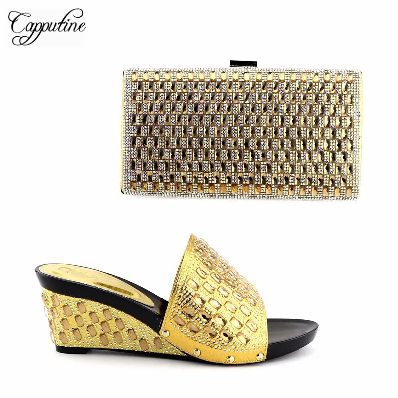 Bolso Italiano Y 2017 plata Juego Plata Para Zapatos Fiesta Zapato Capputine A Mujer azul oro Nigeriano Boda Rhinestone La Cielo Color Con Negro wIFqxf0B