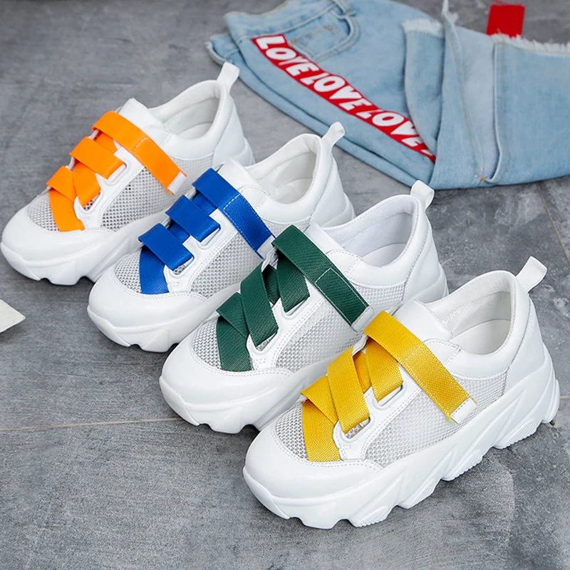 

Wedge White Sneakers Women Shoes Ladies tenis Chunky Sneakers Platform 2019 New Mesh Summer Casual Shoes basket chaussures femme