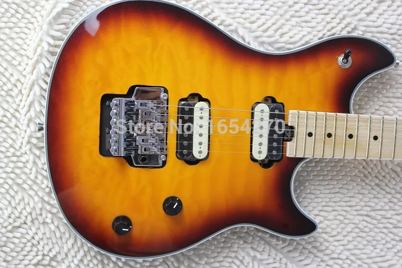 

Wolfgang Edward Van Halen guitar cherry burst color finished with Floyd Rose tremolo and quilt flame+ Free shipping! .-1