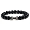 Pulsera con pesas de piedra de Lava volcánica negra Natural, Pulseras de perlas negras mate para mujeres, hombres, pesas ejercicio, joyas ► Foto 2/6