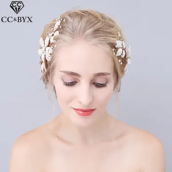 

CC Jewelry Hair Comb Hair Ornaments Bridal Crown Bride Wedding Hair Accessories For Women Party Handmade Flower Headwear 0901